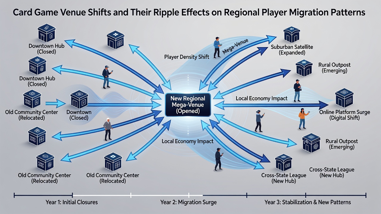 Regional Card Game Venue Adjustments and Resulting Player Relocation Trends