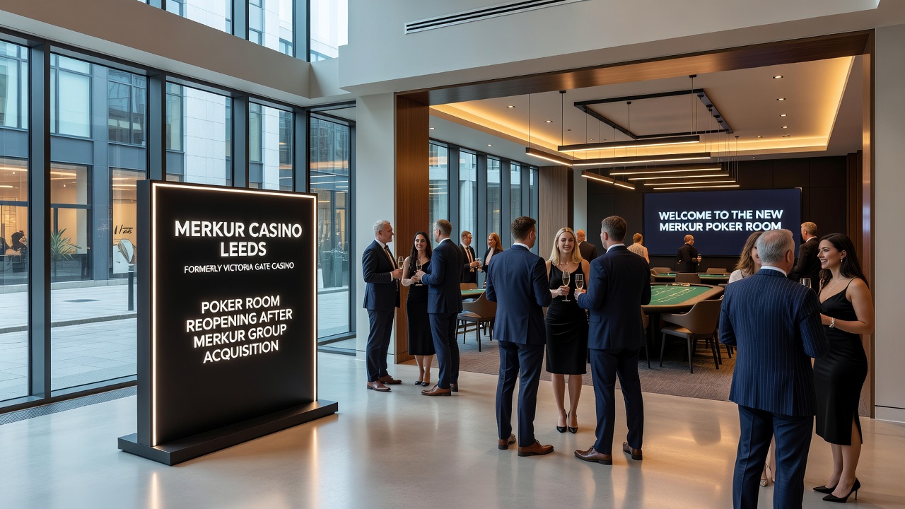 Dealers preparing poker tables during the relaunch at a Merkur Group casino